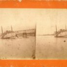 The City of Hartford steamboat after collision with railroad bridge