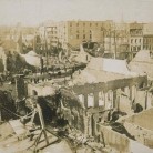 Ruins of commercial buildings on Bank Street, Waterbury