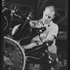 A worker on the final assembly of a WASP engine