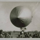 United States Army dirigible with crowd of onlookers