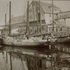 Schooner in front of Radel Oyster Co.