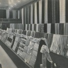 Display of Cheney Brothers silk ribbons and fabrics