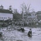 Annual Freshman-Sophomore rope pull at Mirror Lake, UConn