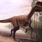 Life-sized model of Dilophosaurus