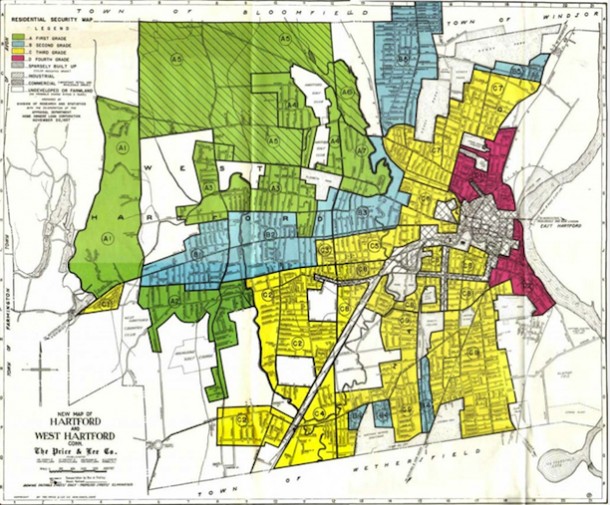 HOLC Residential Security Map of Hartford Area 1937