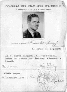 Hiram Bingham Jr.'s Diplomatic ID card