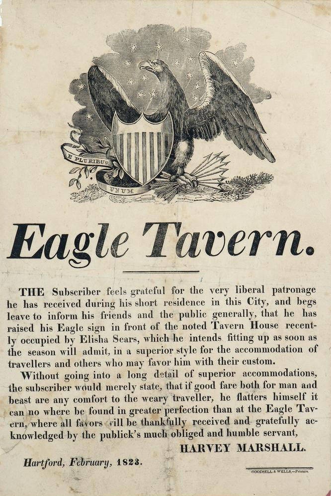 Advertisement for Eagle Tavern, Hartford