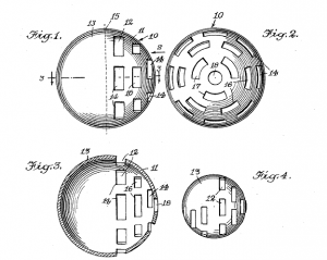 Game ball patent filed Feb. 18, 1954