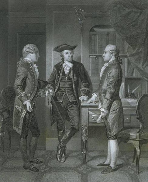 Baron DeKalb introducing Lafayette to Silas Deane