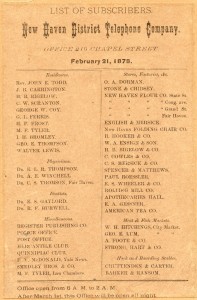 List of Subscribers, February 21, 1878