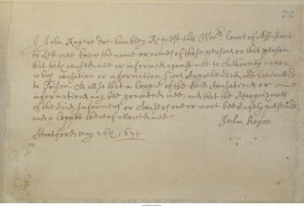 Appeal of John Rogers, May 1675