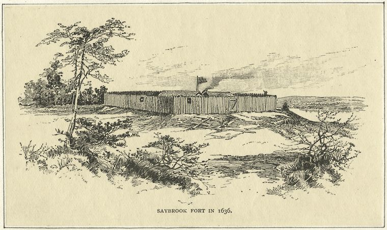Illustration of Saybrook Fort in 1636