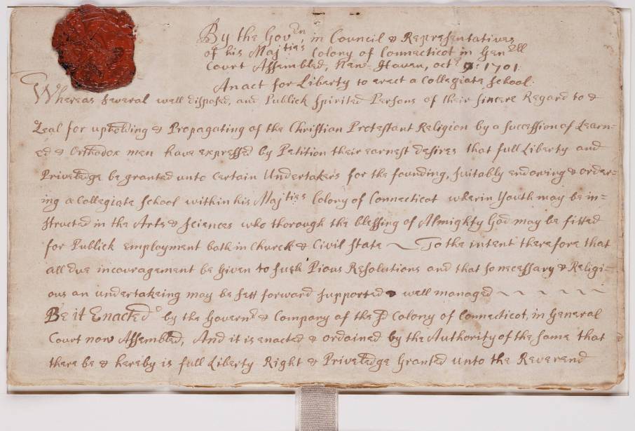 Yale charter, October 9, 1701