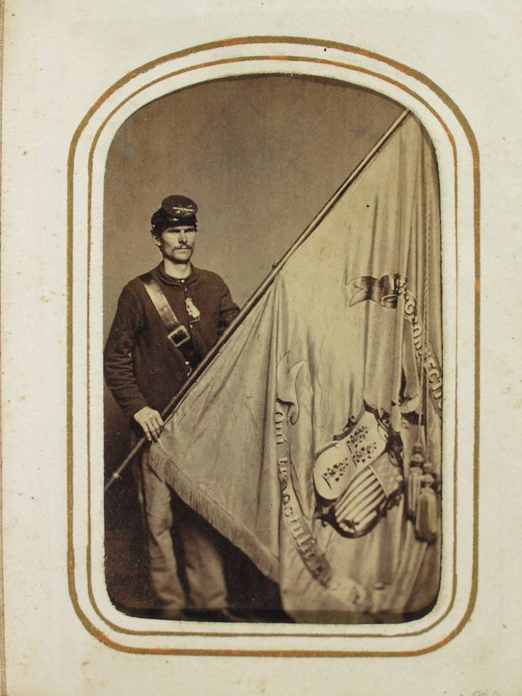 Corporal Thomas Fox , Second Connecticut Volunteer Heavy Artillery, B Company with his regimental flag