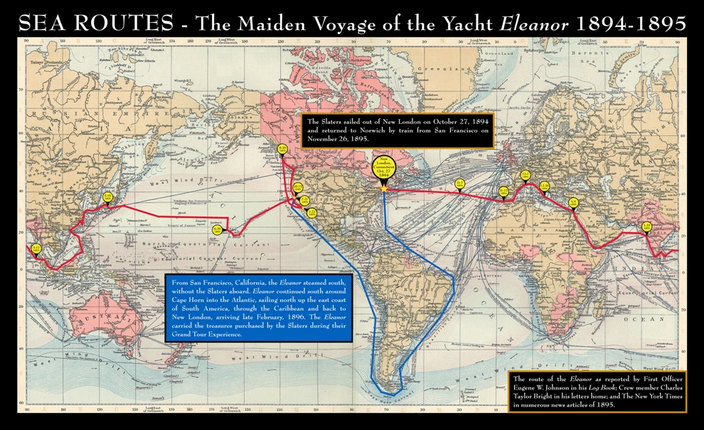 Map of the Maiden Voyage of the yacht Eleanor