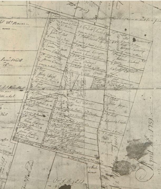 Plan of Tunxis Indian lands, Farmington