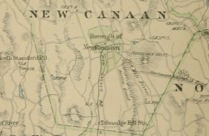Detail illustrating the New Canaan Railroad tracks