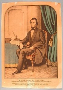 Abraham Lincoln. Hand-colored lithograph by E.B. & E.C. Kellogg