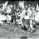 School children placing flowers on the graves of World War I servicemen