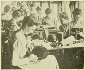 Trimming and binding the hats