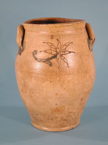 Salt-glazed stoneware jar. Made by Armstrong & Wentworth