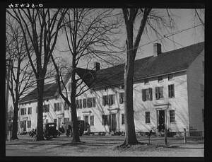 Old company house in Fitchville, Connecticut. The Palmer Brothers mill in town is busy with orders for comforters for the Army - Office of War Information, Library of Congress, Prints and Photographs Division