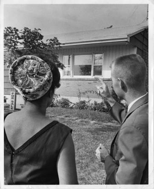 African American woman looking at home to purchase, Hartford