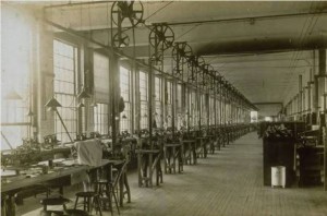 Interior of a typewriter factory, ca. 1910, Hartford. Most likely the Underwood Typewriter Manufacturing Company, 581 Capitol Avenue, Hartford - Connecticut Historical Society and Connecticut History Online