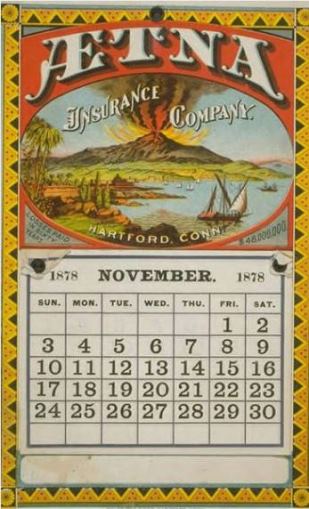Aetna Insurance Company calendar by Bingham & Dodd, 1878 - Connecticut Historical Society and Connecticut History Online