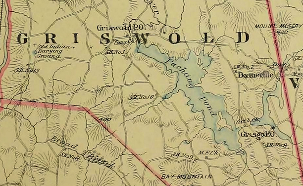 Detail of Griswold with the area of Glasgo denoted from the Town and city atlas of the State of Connecticut, Boston: MA: D.H. Hurd & Company, 1893 - University of Connecticut Libraries, Map and Geographic Information Center (MAGIC)