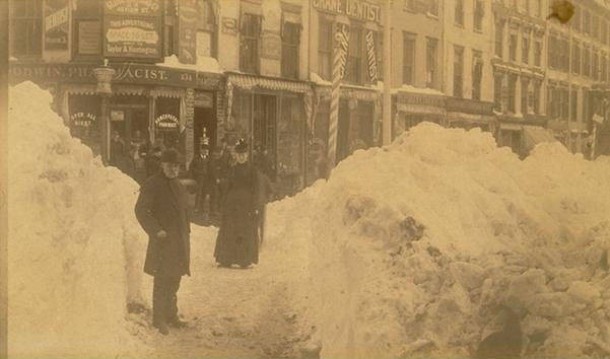 Blizzard of 1888 - Hartford, corner of Main Street and State Street