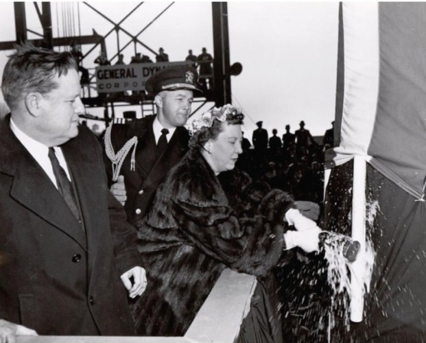Mamie Eisenhower launches the USS Nautilus