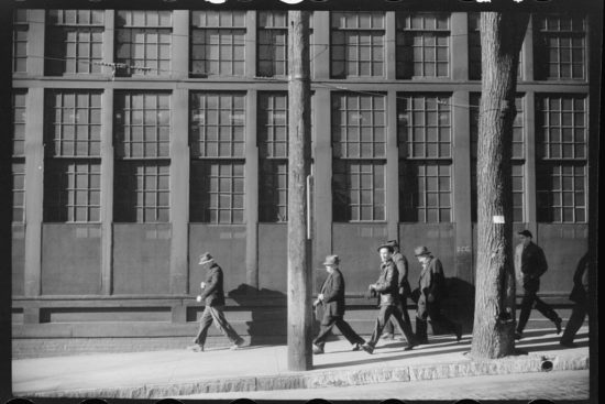 Workers coming out of the Farrell Birmingham Foundry, Ansonia, 1940