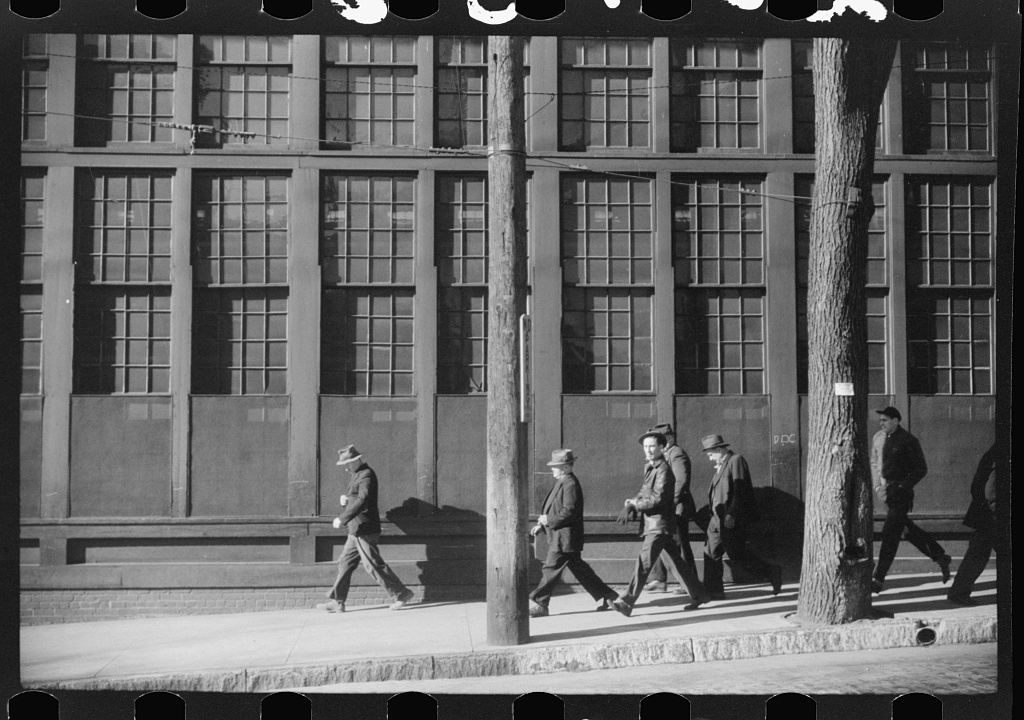 Workers coming out of the Farrell Birmingham Foundry, Ansonia, 1940