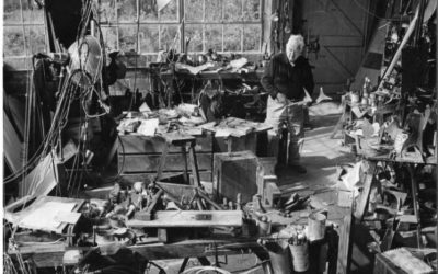 Alexander Calder in studio, Roxbury, 1973