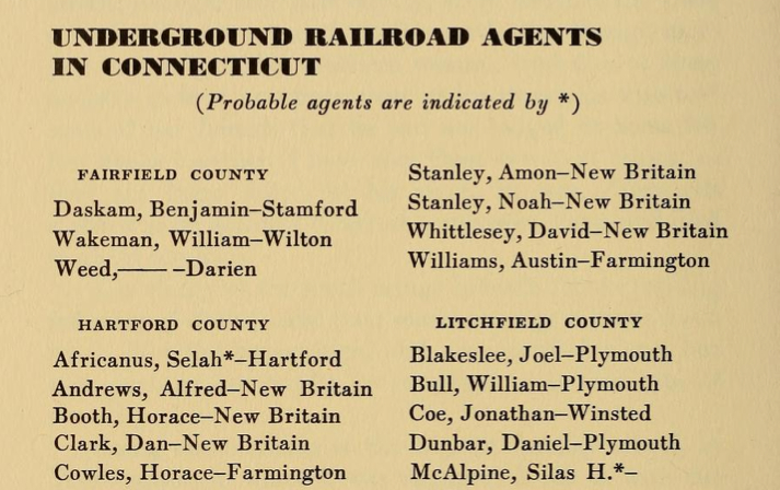 Underground Railroad Agents in Connecticut