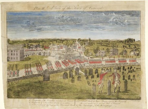 Ralph Earl, A View of the Town of Concord etched by Amos Doolittle