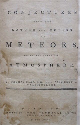 Conjectures upon the Nature and Motion of Meteors by Thomas Clap