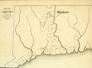 Map of Connecticut showing the settlements in 1670