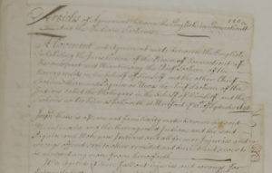 Detail from the Articles of agreement between the English in Connecticutt and the Indian Sachems
