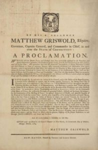 Thanksgiving Proclamation, Matthew Griswold, New Haven, 1785