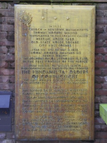 Placard commemorating the adoption of the Fundamental Orders of Connecticut