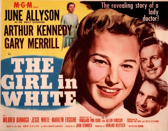 The Girl in White, movie advertisement starring June Allyson as Emily Dunning Barringer