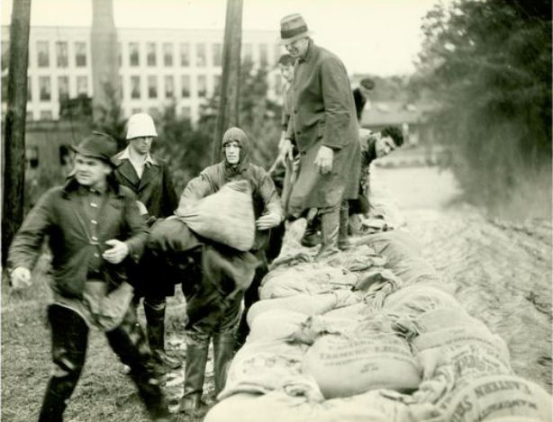 Sandbags in Rockville. September 22, 1938