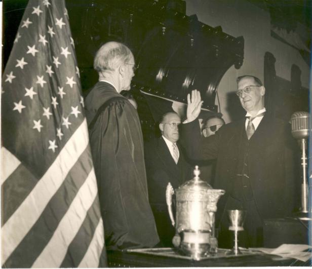 James Lukens McConaughy sworn in as Governor by Chief Justice William M. Maltbie