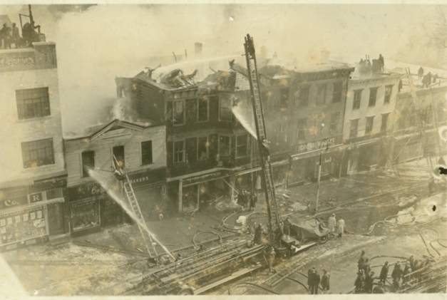 Height of the fire on Greenwich Avenue February 22, 1936