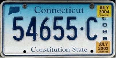 Connecticut CONSTITUTION STATE BLUE License Plate 