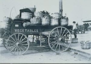 Vegetable cart in Charles Street Market, Hartford