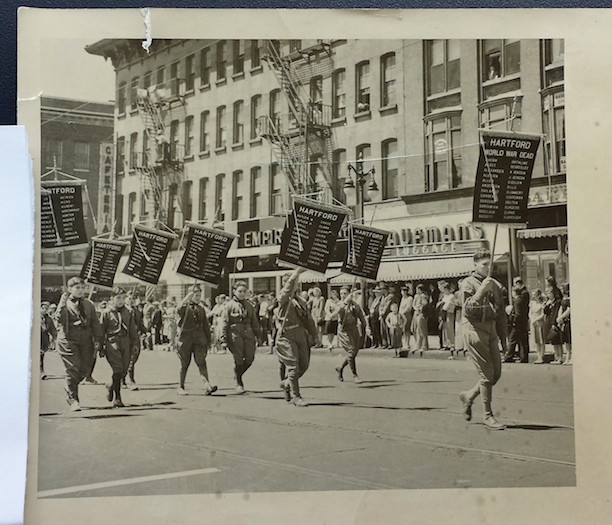 Boy Scouts carrying World War I banners