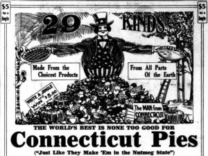 Detail of an advertisement for Connecticut Pies, 1913